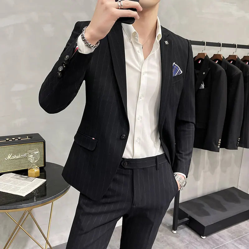 Men's High-Quality Two-Piece Wedding Suit Business Casual Banquet Costume Luxury Ensemble with Trousers