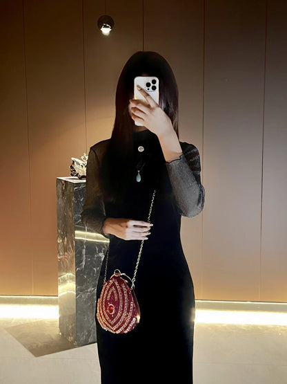 New high-end rhinestone handbag bag fashionable personalized dinner handbag light luxury messenger bag heavy industry handbag