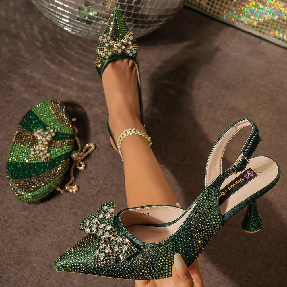 Venus Chan Festive Elegance: Dazzling Heels and Chic Clutch Perfect Combination Of Shoes And Bags for Party Occasions