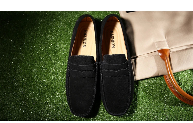 Men's Casual Fashion Genuine Leather Loafers Moccasins Slip-On Driving Shoes 38-50 Size Range Male Flats Comfort Footwear