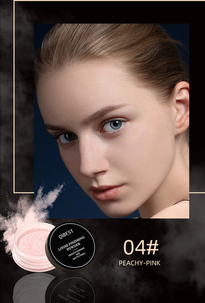 QIBEST 4 Colors Loose Powder Waterproof Oil-Control Matte Finish Compact Setting Powder Long-Lasting Invisible Pores Face Makeup