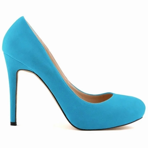 New Women Stilettos Pumps Sexy 11cm Round Toe Velvet High Heels Shallow Elegant Lady Office Party Wedding Shoes Large Size 43