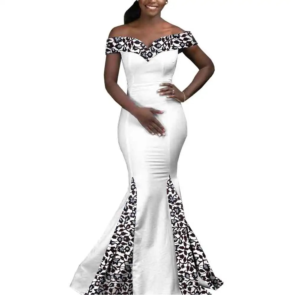 African Couple Matching Clothes for Wedding Women Slim Mermaid Dress Bazin Riche Men Irregular Jacket Pant Sets with Hat Y23C011
