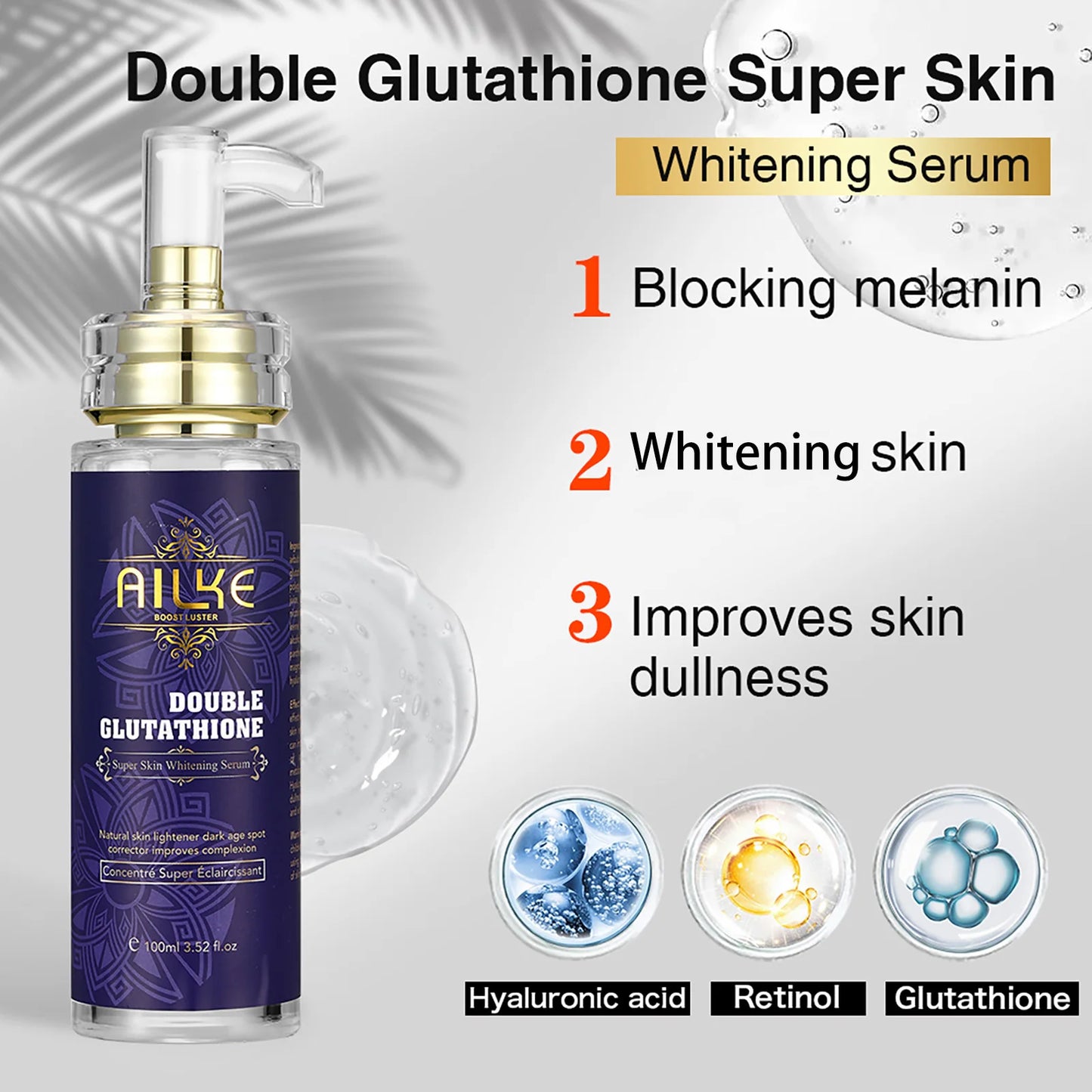 AILKE Whitening Skin Care, With Double Glutathione, Lightening, Moisturizing, Remove Dark Spots, Melanin, Skin Glowing Face Care