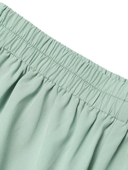 Casual Fashionable Trousers Suit Spring Autumn Solid Color Commuter Style Lapel Long-sleeved Top Wide-leg Trousers Two-piece Set