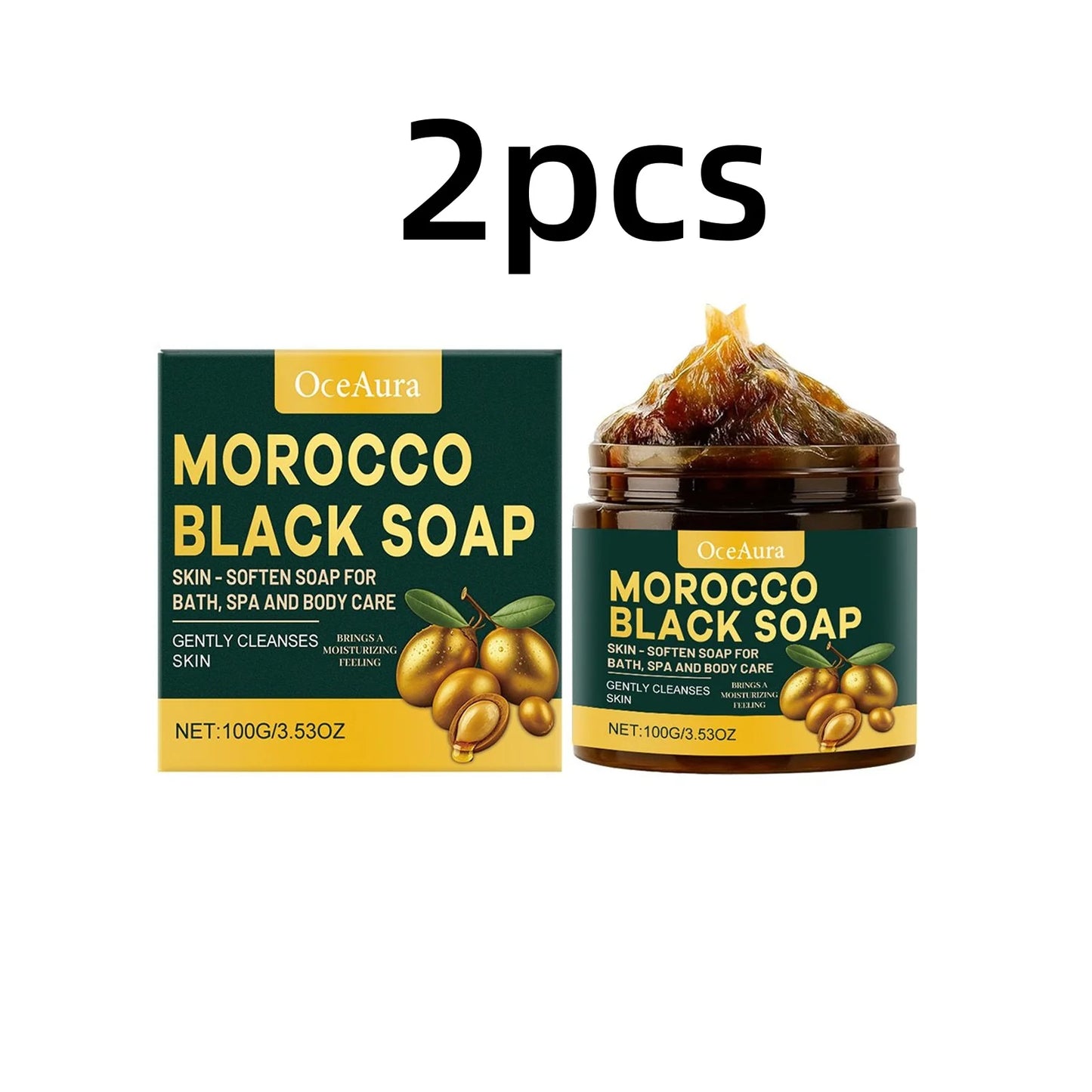 OceAura Morocco Black Soap Deep Cleaning Remove Dead Skin Cells Gentle Care Body Moisturizing Brighten Skin Smoothing Soap 100g