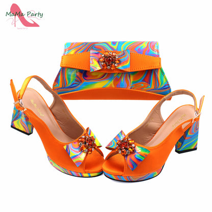 2024 INS Hot Sale New Arrivals Red Color Italian Design Shoes Matching Bag Set Super High Heels Pumps for Garden Party