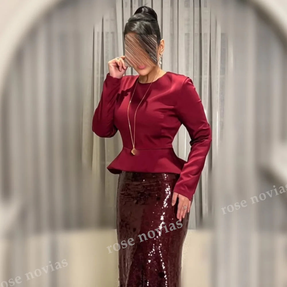 Customized Luxury Women's Evening Gowns for Banquet O-Neck Sequined Trumpet Long Dresses Exquisite Party Dresses