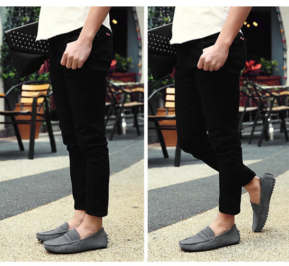 Men's Casual Fashion Genuine Leather Loafers Moccasins Slip-On Driving Shoes 38-50 Size Range Male Flats Comfort Footwear