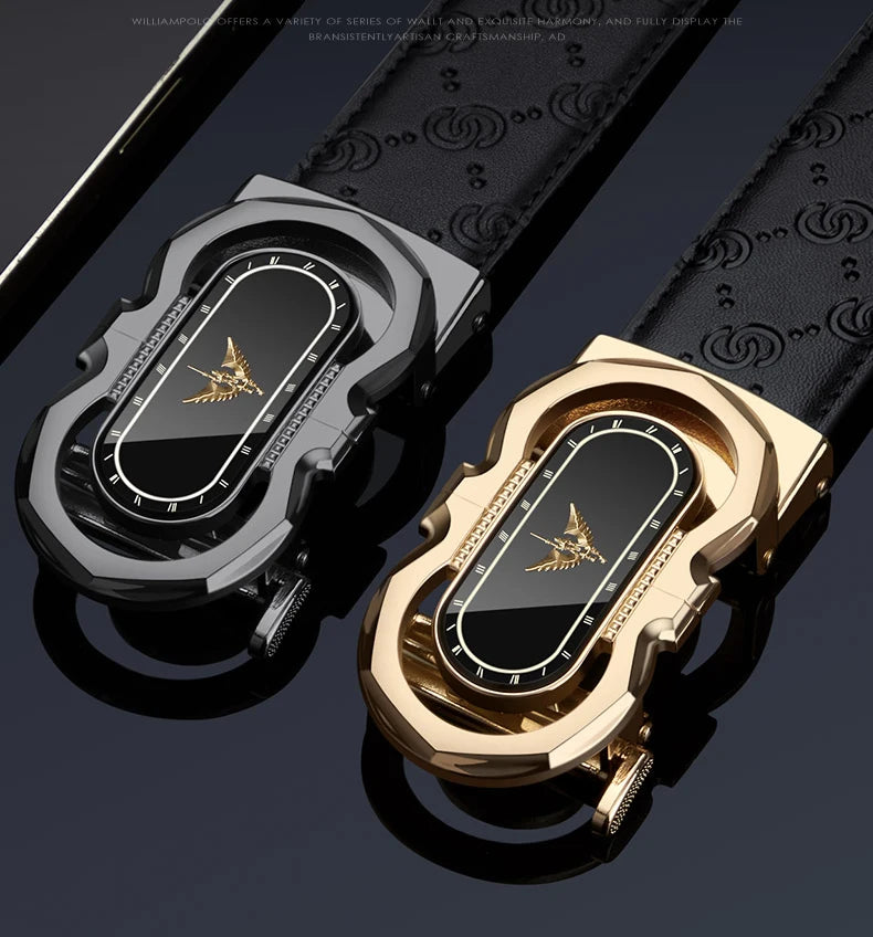 Men's Fashion Automatic Buckle Belt Business Leather Belt Versatile Casual Pants Belt