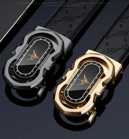 Men's Fashion Automatic Buckle Belt Business Leather Belt Versatile Casual Pants Belt