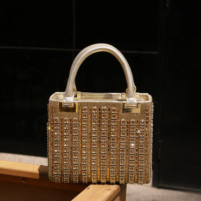 2025 Luxury High-end Crystal Diamond Women Evening Clutch Bag Fashion Design Big Rhinestone Wedding Party Handbags Shoulder Bag
