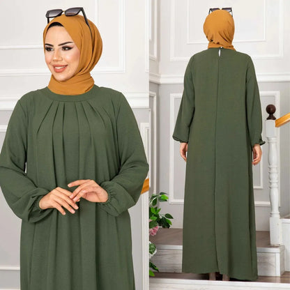 Evening Dress Women Abaya Hijab Femeles Y2K Ruched Muslim Dress Turkish Robe Kaftan Islamic Clothes Ball Gown Jalabiya for Women