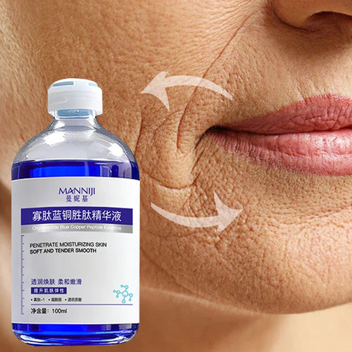 Oligopeptide Blue Copper Peptide Essence100ml, Soothe Repair Sensitive Skin, Boost Elasticity, Hydrating Anti Aging Facial Serum