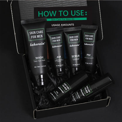 Skin Care Set for Men Essential Routine Daily Face Wash Facial Scrub Moisturizer SPF Night Cream Hydrated Skin Gifts For Men Ski