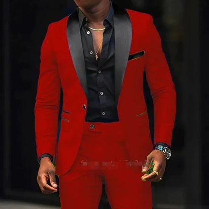 Elegant Wedding Suits 2 Pieces Slim Fit Double Breasted Blazer Tuxedos Groomsmen Suit Male Formal Business Suits(Jacket+Pants)