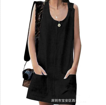 Summer Dresses Cotton Linen Fashion Clothes Women Clothing Streetwear Casual Vintage Elegant Y2k Dress for Women New