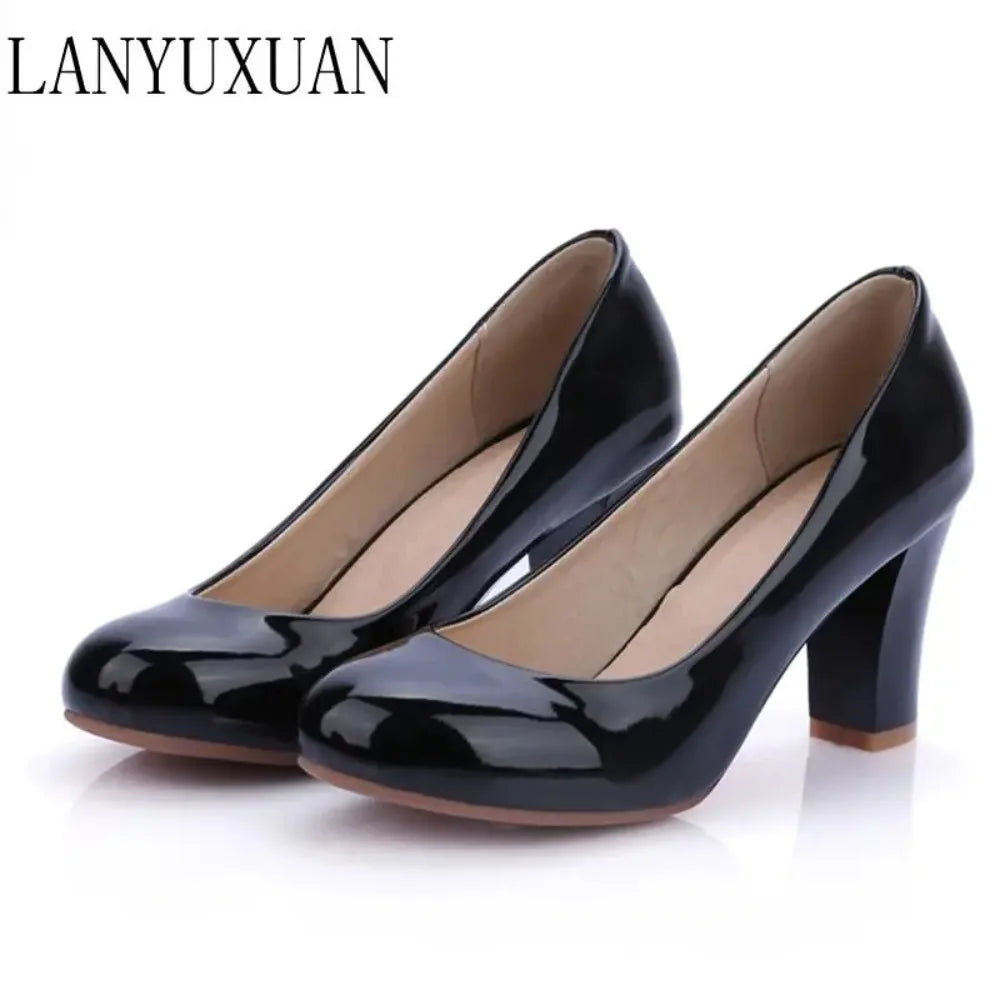 BLXQPYT Women's High Heels Pumps 2026 Fashion Big Size 31-47 Spring Autumn 4 Colors PU Leather Party Wedding Shoes 222-7