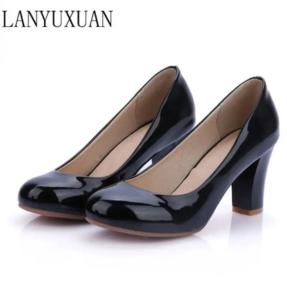 BLXQPYT Women's High Heels Pumps 2026 Fashion Big Size 31-47 Spring Autumn 4 Colors PU Leather Party Wedding Shoes 222-7