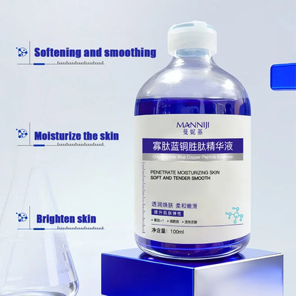Oligopeptide Blue Copper Peptide Essence100ml, Soothe Repair Sensitive Skin, Boost Elasticity, Hydrating Anti Aging Facial Serum