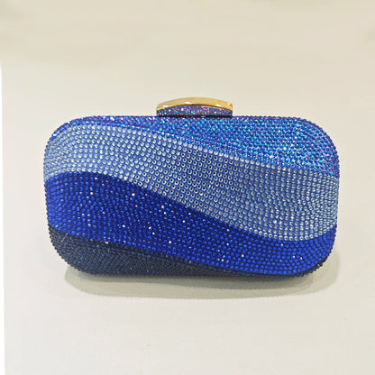Women Blue/Pink/Green/GOLD Crystal Clutch Evening Bags Metal Hollow Box Minaudiere Handbag Bridal Purse Wedding Party Clutches