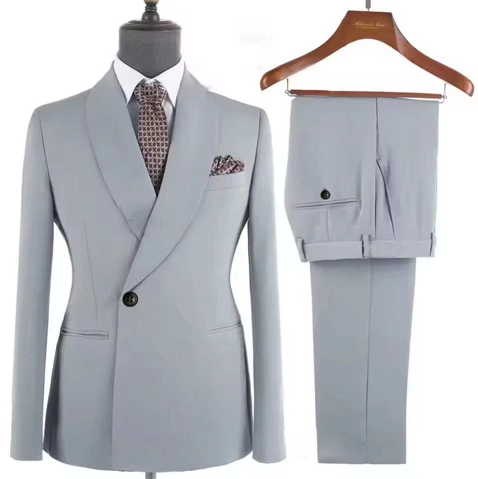 Elegant Men's Suits New High Quality Metal Side Release Buckle 2 Pieces Set Wedding Party Dinner(Blazer+ Trousers)Hot Sale 2025