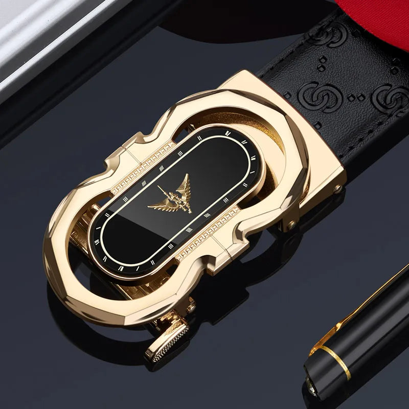 Men's Fashion Automatic Buckle Belt Business Leather Belt Versatile Casual Pants Belt
