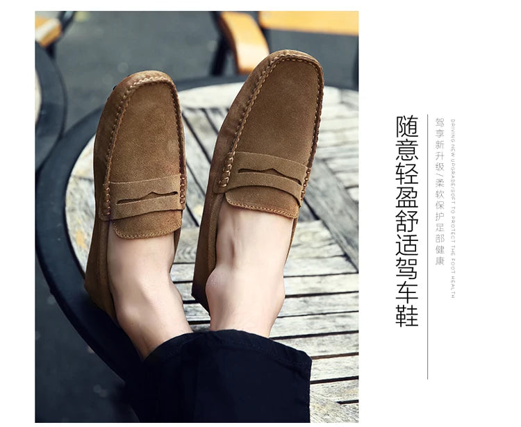 Men's Casual Fashion Genuine Leather Loafers Moccasins Slip-On Driving Shoes 38-50 Size Range Male Flats Comfort Footwear