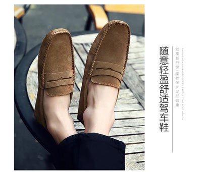 Men's Casual Fashion Genuine Leather Loafers Moccasins Slip-On Driving Shoes 38-50 Size Range Male Flats Comfort Footwear