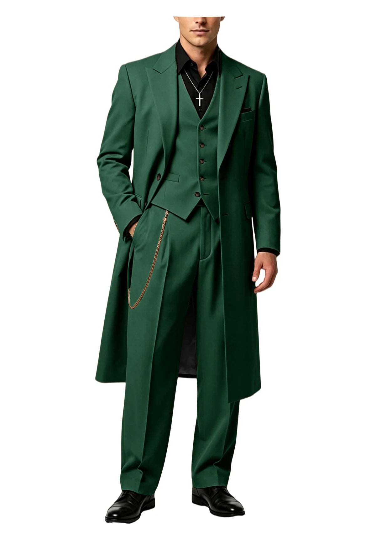 Men's Long Tailcoat 3 Piece Suit Set Blazer Vest Pants Formal Business Slim Fit Jacket Gothic Victorian Style Tuxedo for Wedding