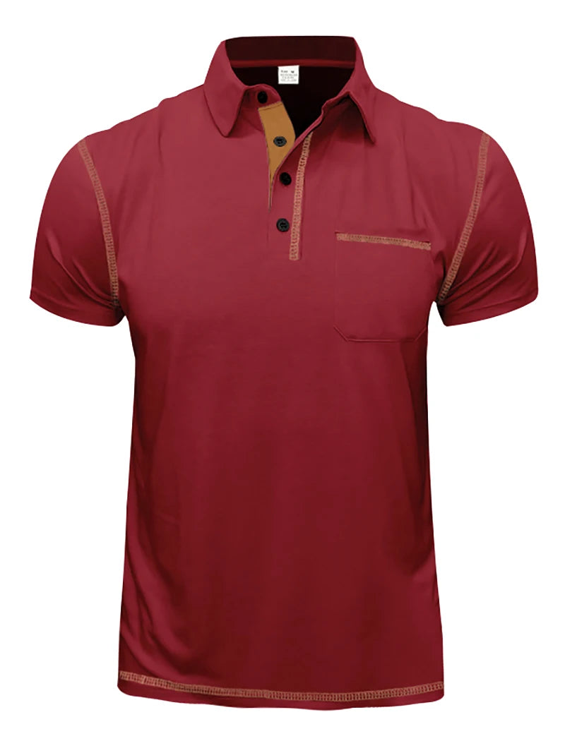 2024 New Summer Mens Lapel Pocket Polo Shirt Breathable Polyester Short Sleeve Tops Casual Daily Office Business Wear For Men