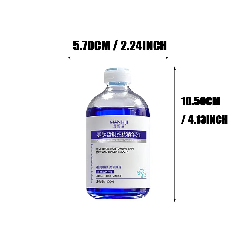 Oligopeptide Blue Copper Peptide Essence100ml, Soothe Repair Sensitive Skin, Boost Elasticity, Hydrating Anti Aging Facial Serum