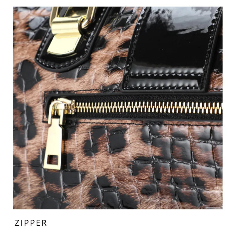 Leopard Print Women's Handbag New 2026 Fashionable and Elegant Ladies Bag Cow Leather Shoulder Bag Large Capacity Genuine