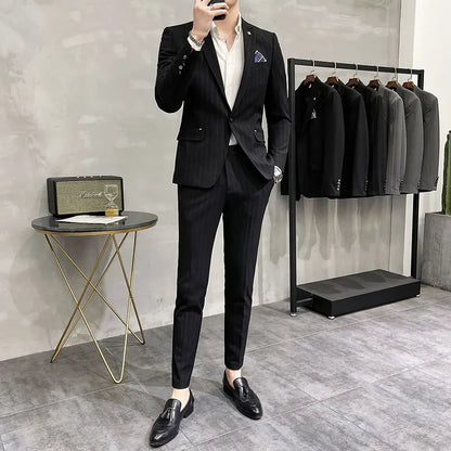 Men's High-Quality Two-Piece Wedding Suit Business Casual Banquet Costume Luxury Ensemble with Trousers