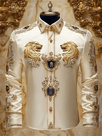Men's Long Sleeve Collar Shirt, Fashionable Printed Shirt, Social Party, Soft Fabric, Comfortable, Luxury, High Quality, New