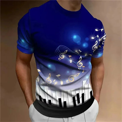 Retro Men'S T-Shirt 3d Printed Clothing Daily Casual Short Sleeve Designer Tees Top Round Neck Loose Oversized Shirt Punk Style