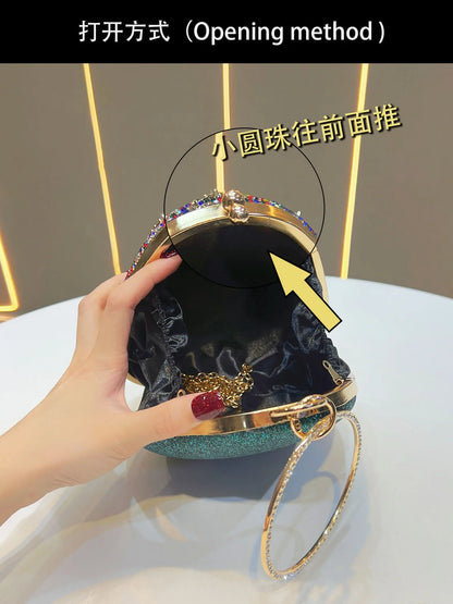 New high-end rhinestone handbag bag fashionable personalized dinner handbag light luxury messenger bag heavy industry handbag