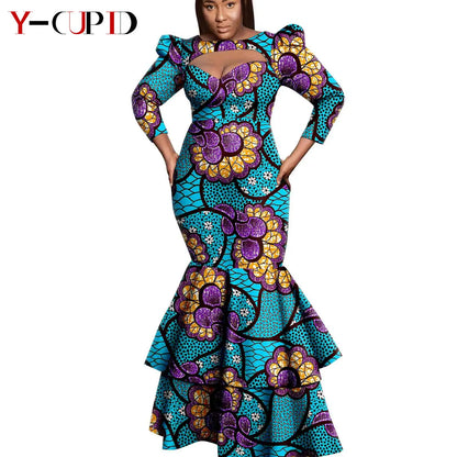 African Print Long Dresses for Women Matching Men Outfit Dashiki Top and Pant Sets Couples Clothes Kaftan Party Outwear Y23C054