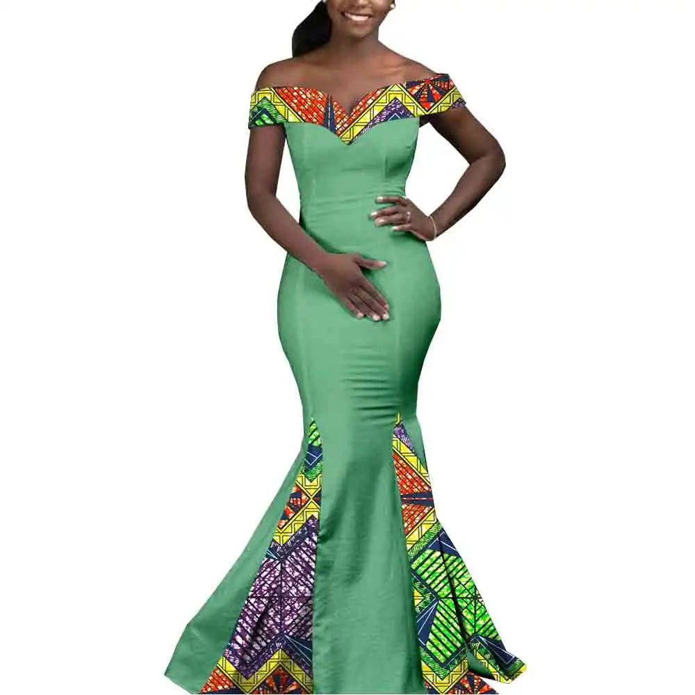 African Couple Matching Clothes for Wedding Women Slim Mermaid Dress Bazin Riche Men Irregular Jacket Pant Sets with Hat Y23C011