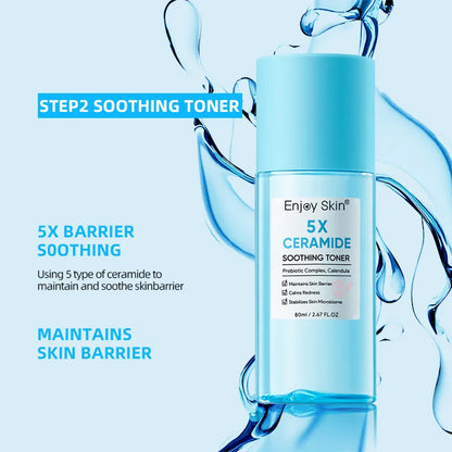 Ceramide Facial Skincare Series: Soothing Toner,Moisturizing Face Cream,Low PH Cleaner,Barrier Serum,Moisture Gel,Skin Hydration