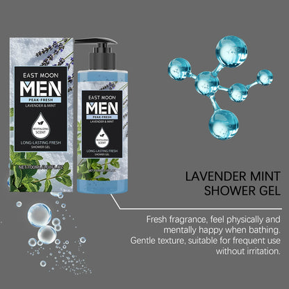 East Moon Peppermint & Lavender Fragranced Body Wash: Dual Botanical Scents, Coolness, Soothing, Long-Lasting Fragrance 100ml