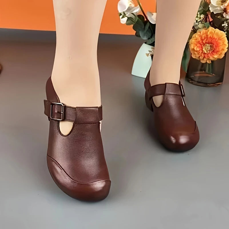 2026 leisure thick-heeled single shoes for women with comfortable anti-skid soft sole for spring and autumn new versatile women'