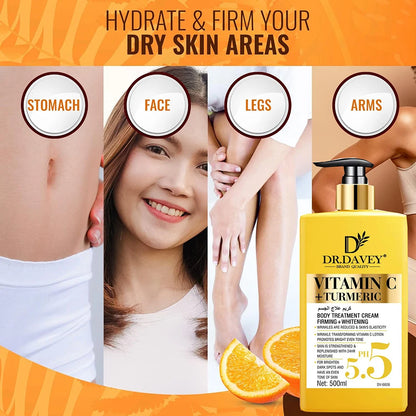 Vitamin C Natural Turmeric Brightening Body Lotion, Reduce Blemish, Acne, Smooth , Glowing & Hydration Cream, For All Skin Types