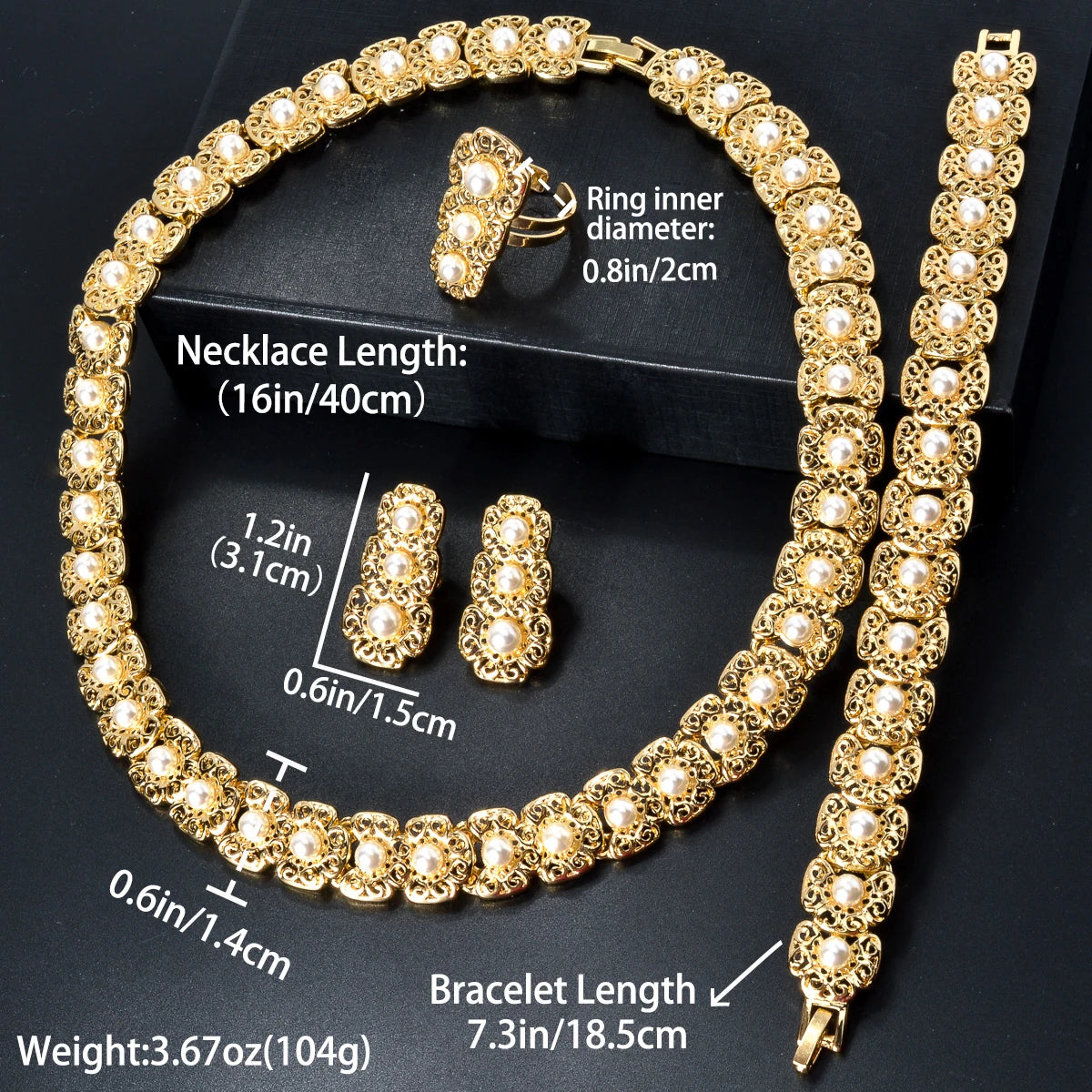 Luxury Quality Jewelry Set For Women Pearl Necklace Bracelet Ring Earring 2024 Trend Wedding Party Jewelry Set Mother's Day Gift