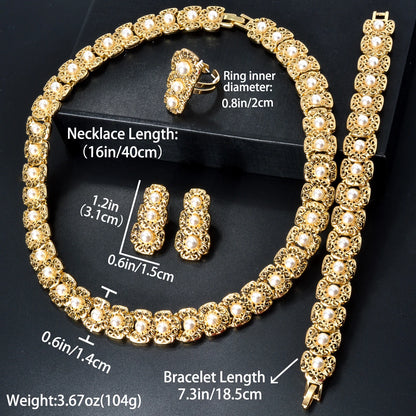 Luxury Quality Jewelry Set For Women Pearl Necklace Bracelet Ring Earring 2024 Trend Wedding Party Jewelry Set Mother's Day Gift