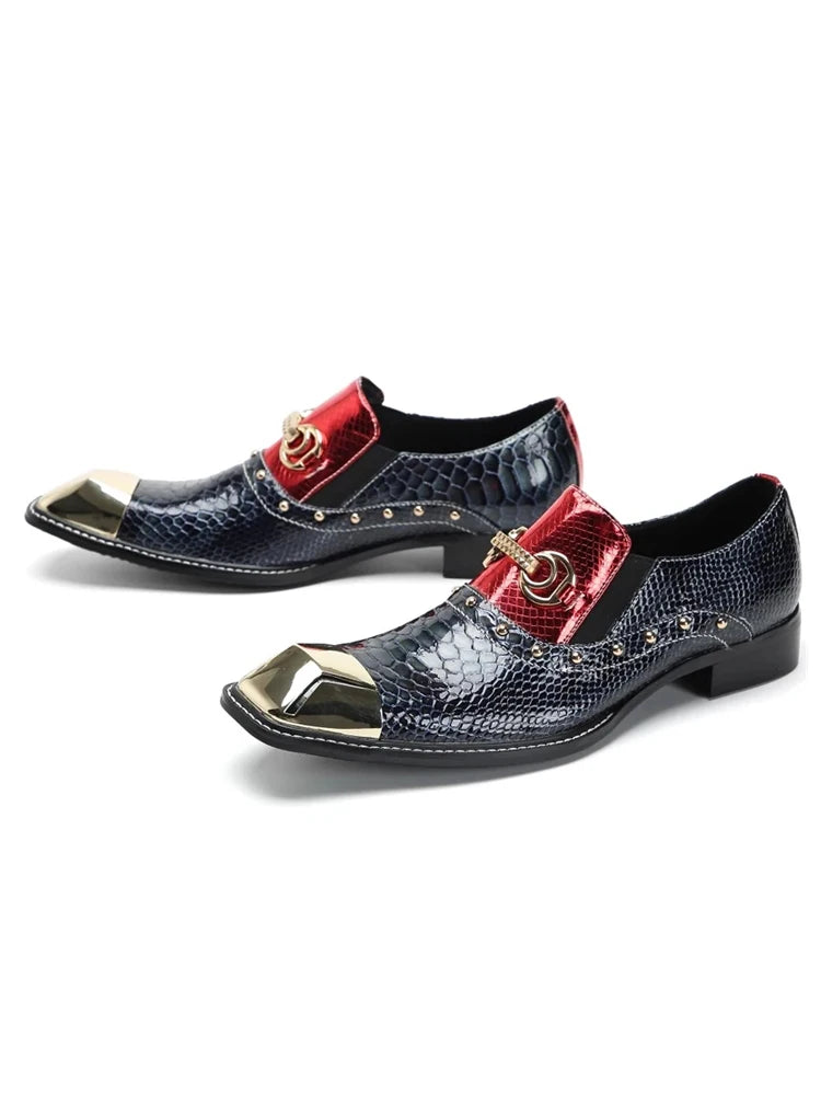 luxury mens shoes designer like snake pattern Dress shoes man Gentleman Slip On Oxfords genuine leather shoes for men Fashion