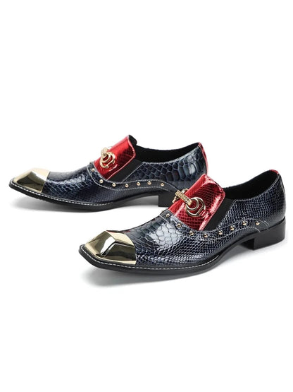 luxury mens shoes designer like snake pattern Dress shoes man Gentleman Slip On Oxfords genuine leather shoes for men Fashion