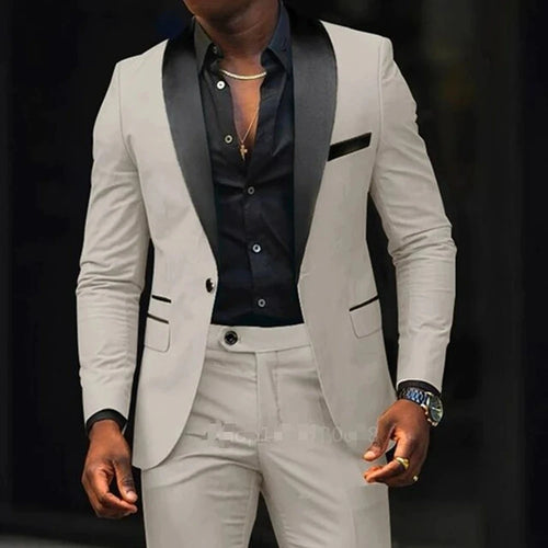 Elegant Wedding Suits 2 Pieces Slim Fit Double Breasted Blazer Tuxedos Groomsmen Suit Male Formal Business Suits(Jacket+Pants)