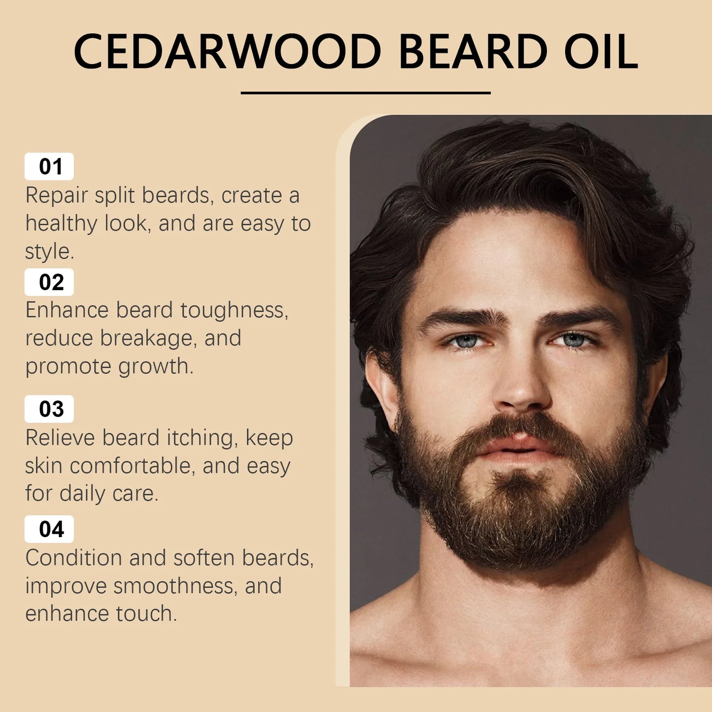 Men Beard Care Oil Moisturizing Growth Shine Soften Beard Strengthen Roots Hair Thicker Styling Care Beard Growing Essential Oil