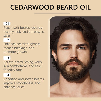 Men Beard Care Oil Moisturizing Growth Shine Soften Beard Strengthen Roots Hair Thicker Styling Care Beard Growing Essential Oil